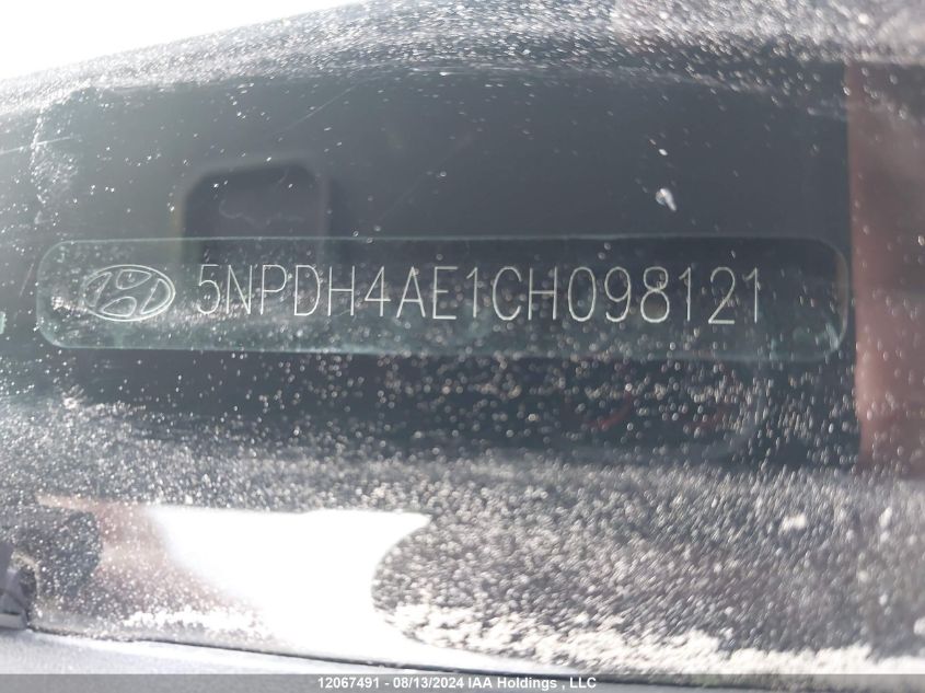 2012 Hyundai Elantra Gls/Limited VIN: 5NPDH4AE1CH098121 Lot: 12067491