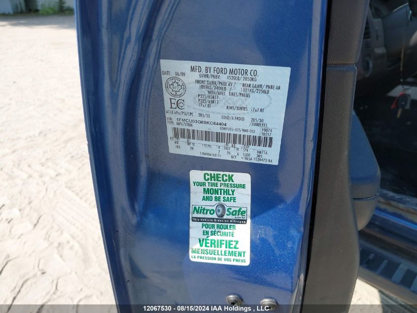 2009 Ford Escape Xlt VIN: 1FMCU03G69KC84404 Lot: 12067530