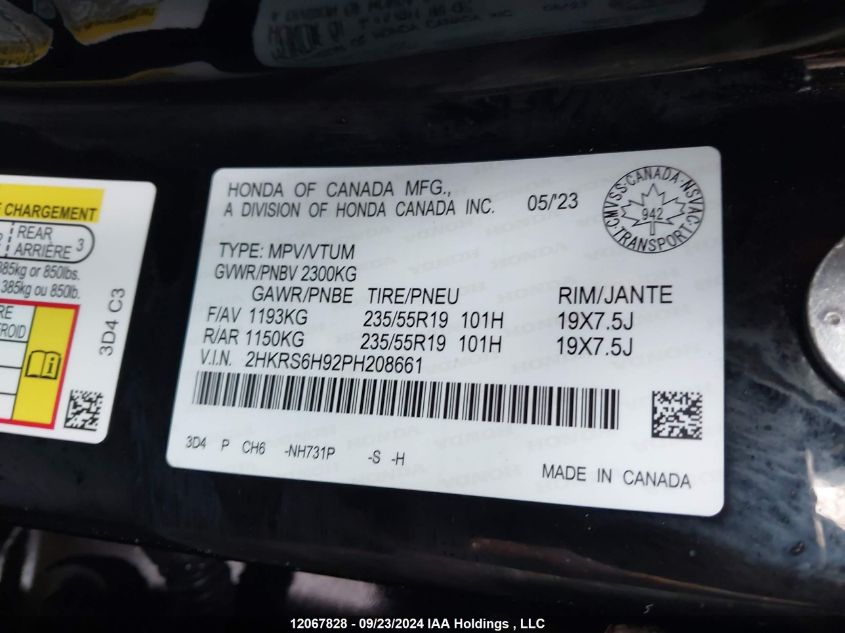 2HKRS6H92PH208661 2023 Honda Cr-V Hybrid Touring