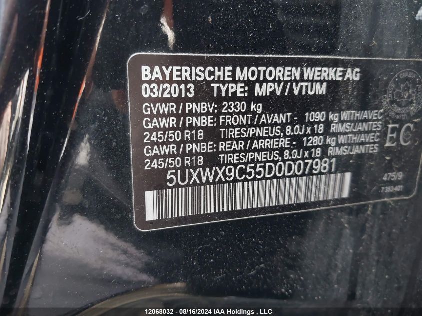 5UXWX9C55D0D07981 2013 BMW X3 xDrive28I