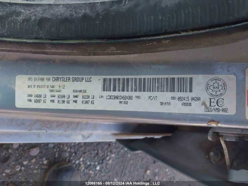 2013 Chrysler 200 Lx VIN: 1C3CCBAB1DN524366 Lot: 12068165