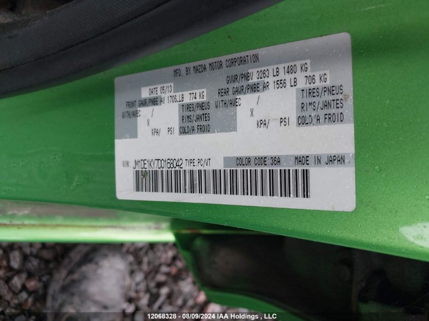 2013 Mazda Mazda2 VIN: JM1DE1KY7D0168042 Lot: 12068328