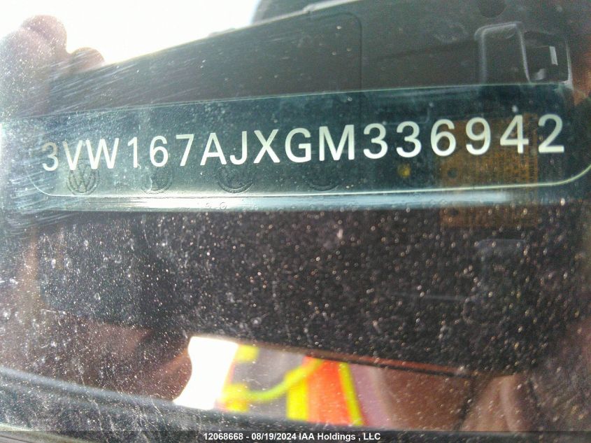 2016 Volkswagen Jetta Sedan VIN: 3VW167AJXGM336942 Lot: 12068668