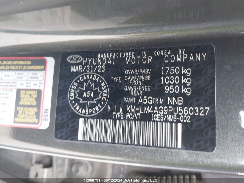 2023 Hyundai Elantra Sel VIN: KMHLM4AG9PU560327 Lot: 12068791