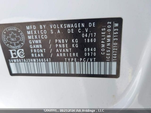 3VWB67AJ3HM366547 2017 Volkswagen Jetta