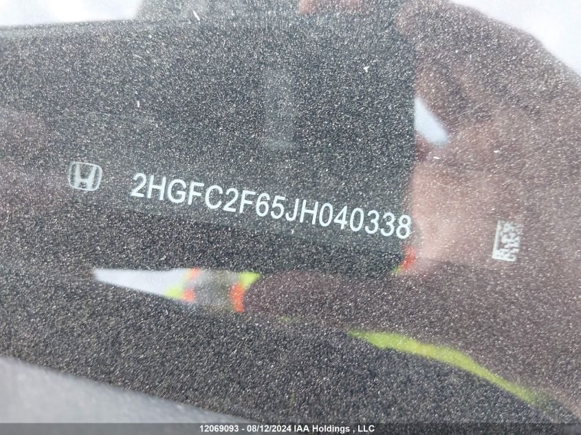 2018 Honda Civic Sedan VIN: 2HGFC2F65JH040338 Lot: 12069093