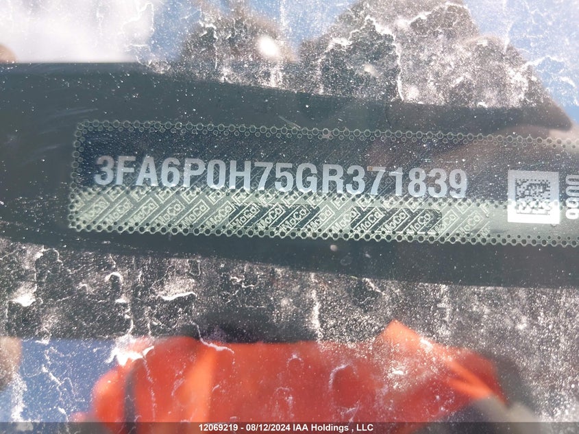 2016 Ford Fusion Se VIN: 3FA6P0H75GR371839 Lot: 12069219