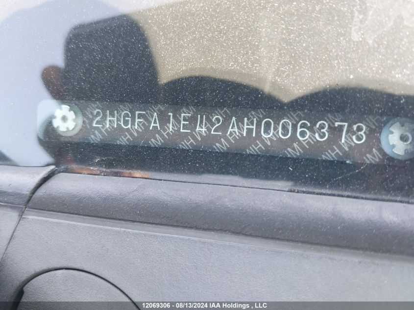 2010 Honda Civic Sdn VIN: 2HGFA1E42AH006373 Lot: 12069306