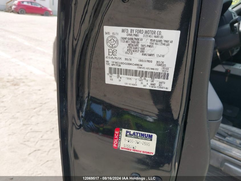 2011 Ford Escape Xlt VIN: 1FMCU9DG3BKC45634 Lot: 12069517