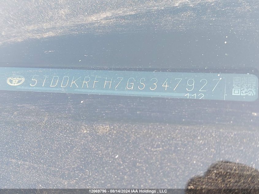 2016 Toyota Highlander Limited/Ltd Platinum VIN: 5TDDKRFH7GS347927 Lot: 12069796