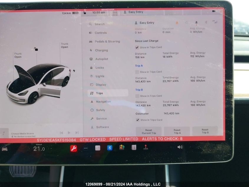 2019 Tesla Model 3 VIN: 5YJ3E1EA5KF515084 Lot: 12069899
