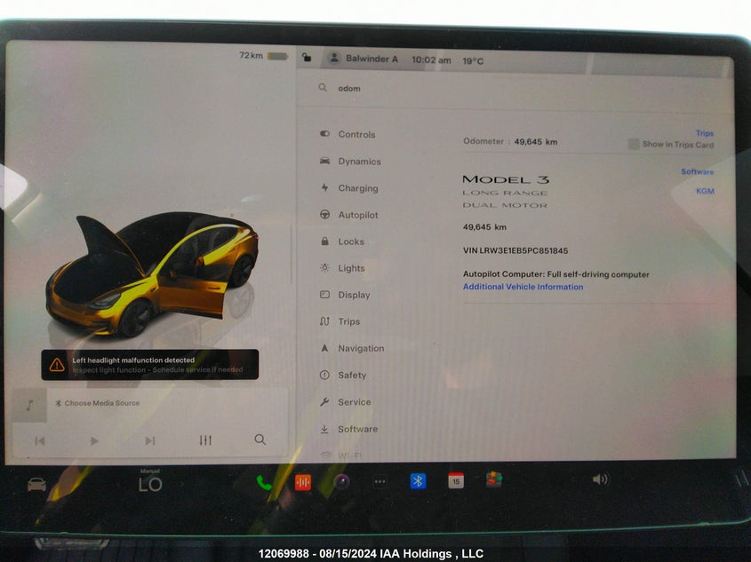 2023 Tesla Model 3 VIN: LRW3E1EB5PC851845 Lot: 12069988