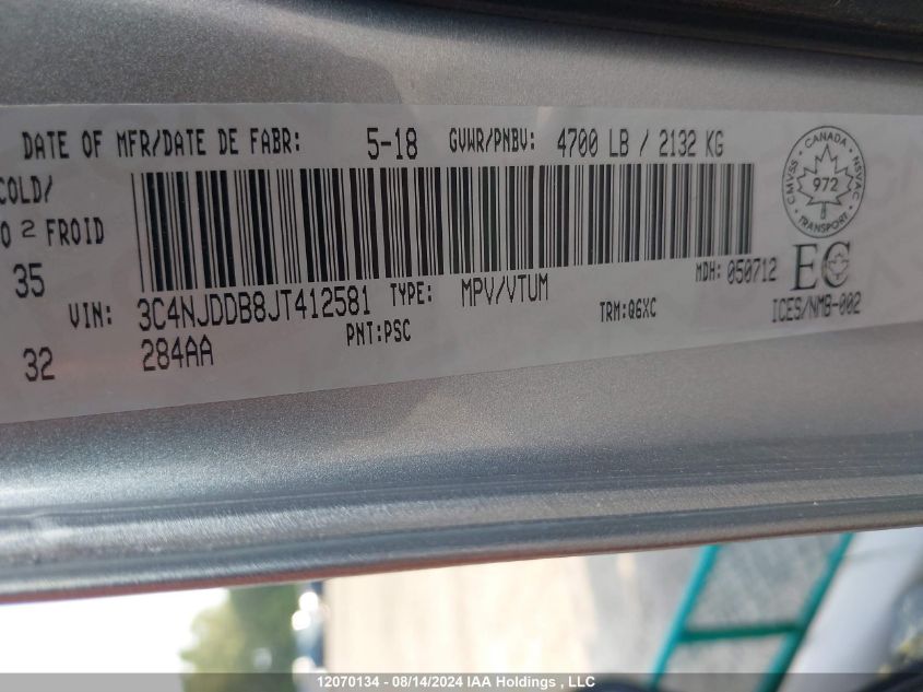 2018 Jeep Compass Trailhawk VIN: 3C4NJDDB8JT412581 Lot: 12070134