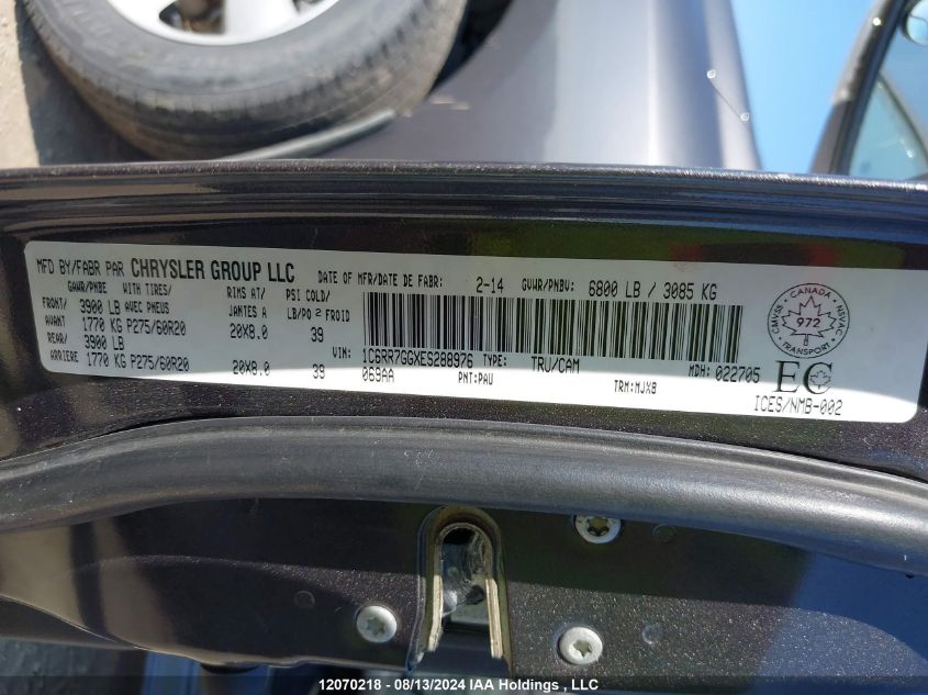 2014 Ram 1500 Slt VIN: 1C6RR7GGXES288976 Lot: 12070218