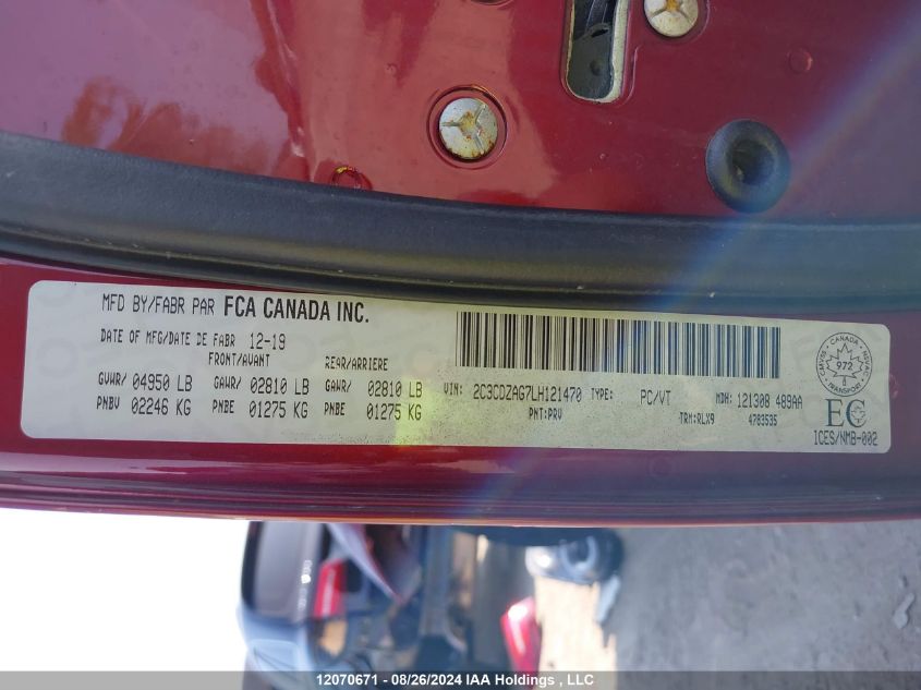 2020 Dodge Challenger Sxt VIN: 2C3CDZAG7LH121470 Lot: 12070671