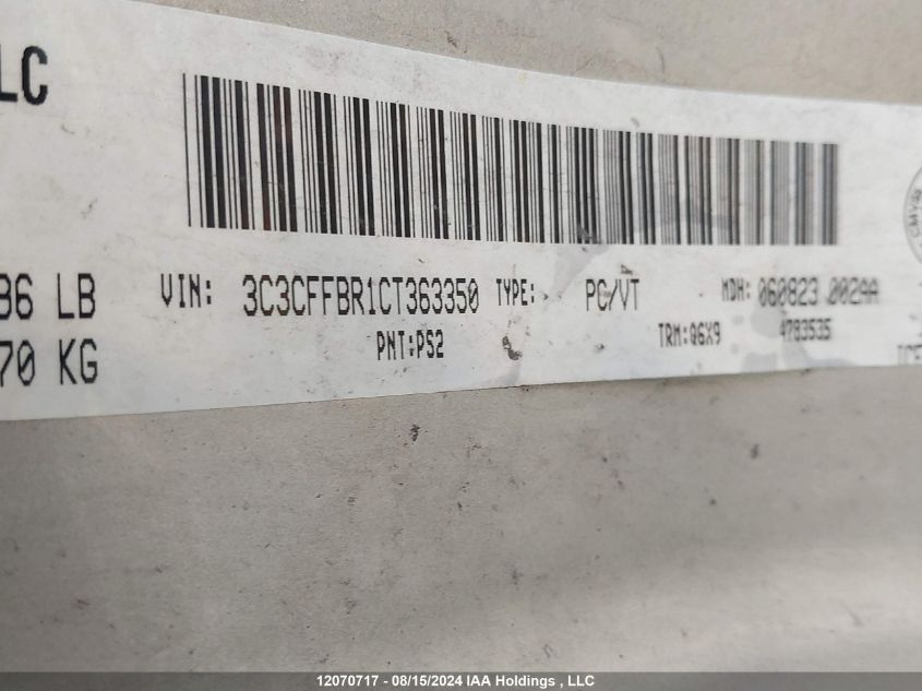 2012 Fiat 500 Sport VIN: 3C3CFFBR1CT363350 Lot: 12070717