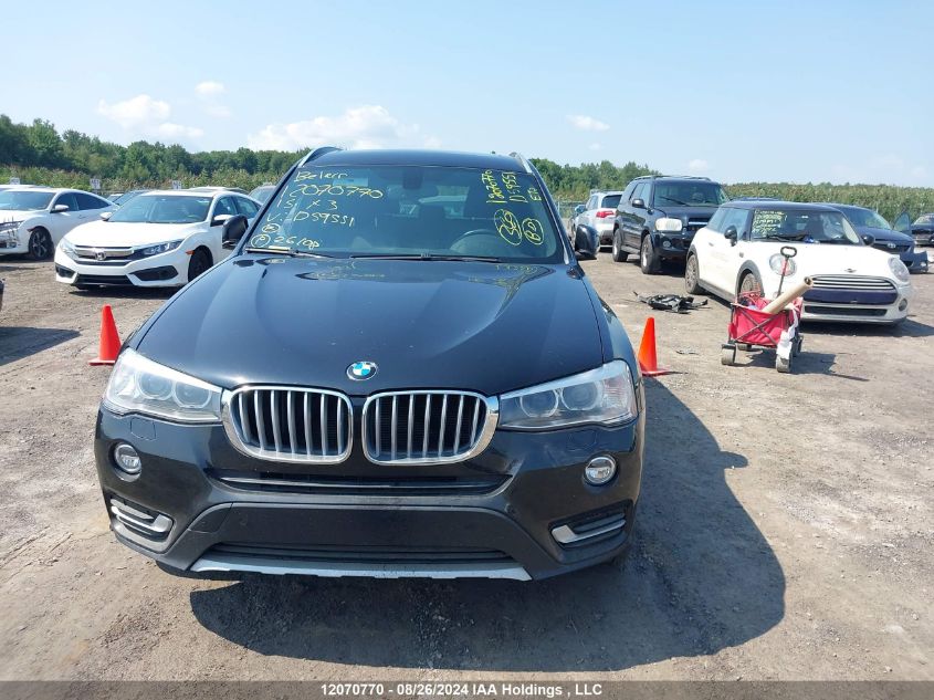 2015 BMW X3 2.8I VIN: 5UXWX9C55F0D59551 Lot: 12070770