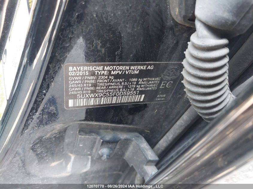 5UXWX9C55F0D59551 2015 BMW X3 2.8I