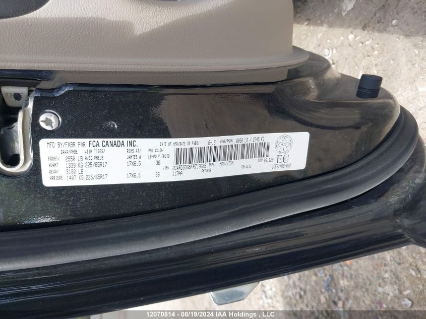 2015 Dodge Grand Caravan VIN: 2C4RDGDG5FR719609 Lot: 12070814