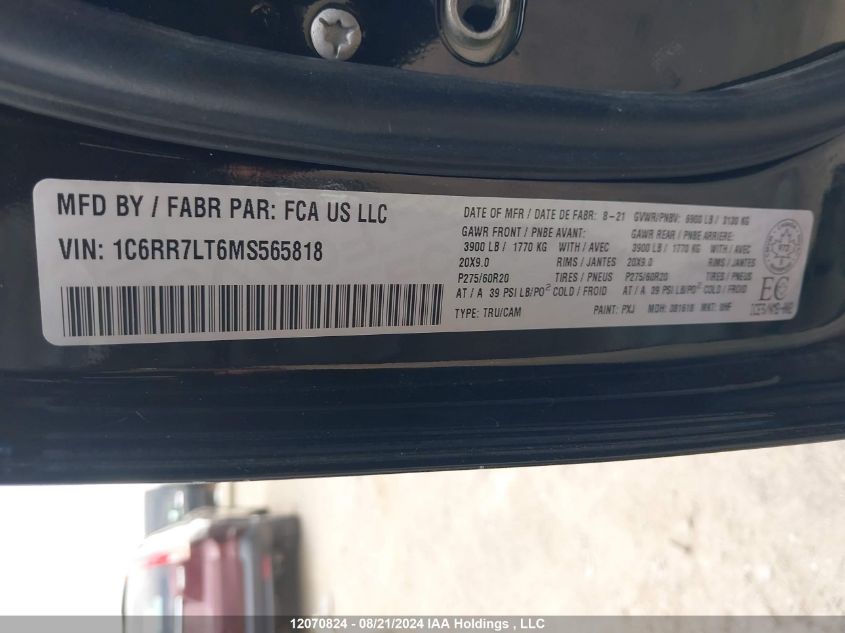 2021 Ram 1500 Classic Slt VIN: 1C6RR7LT6MS565818 Lot: 12070824