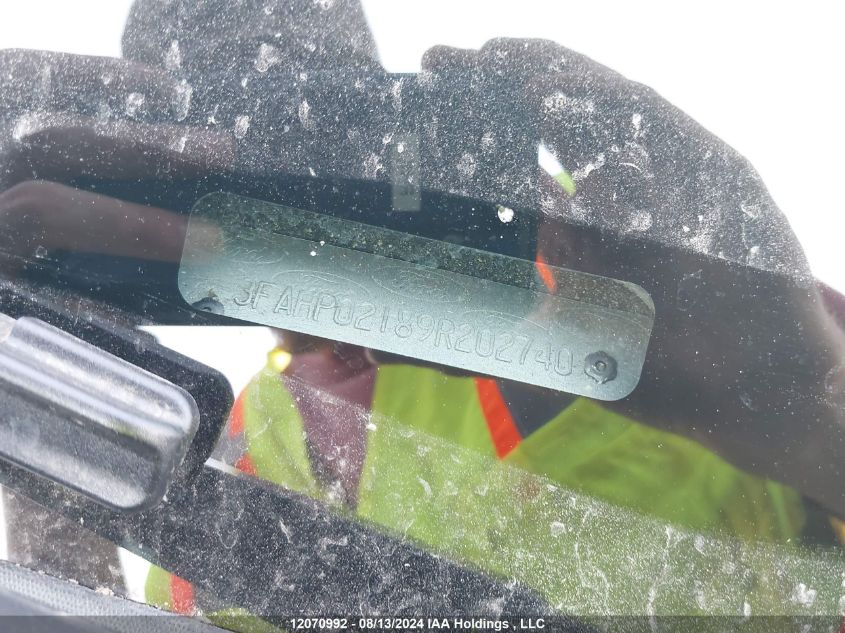 2009 Ford Fusion Sel VIN: 3FAHP02189R202740 Lot: 12070992