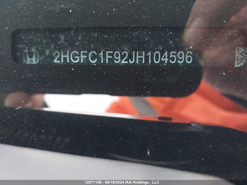 2018 Honda Civic Sedan VIN: 2HGFC1F92JH104596 Lot: 12071158
