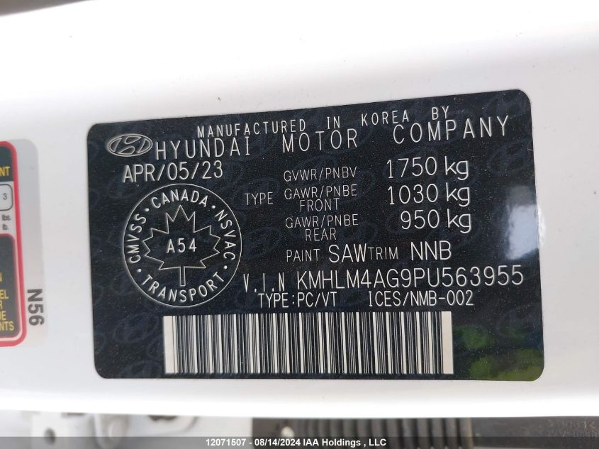 2023 Hyundai Elantra Sel VIN: KMHLM4AG9PU563955 Lot: 12071507