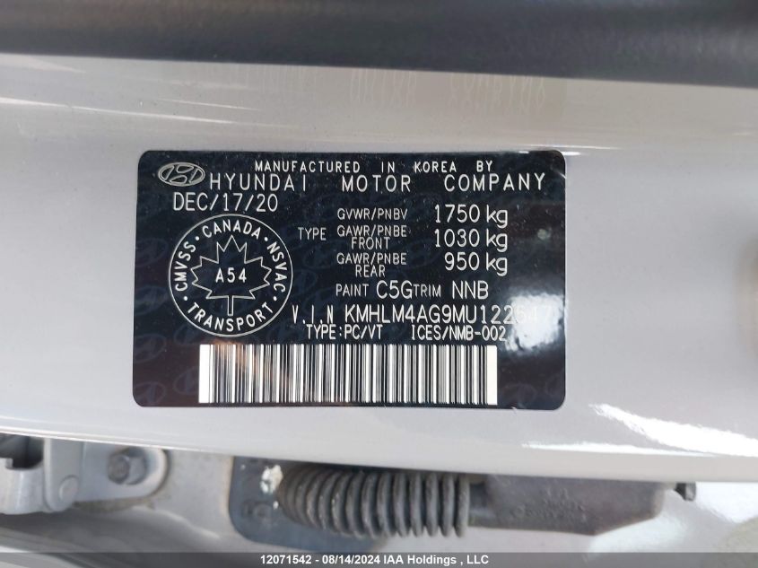 KMHLM4AG9MU122547 2021 Hyundai Elantra Sel