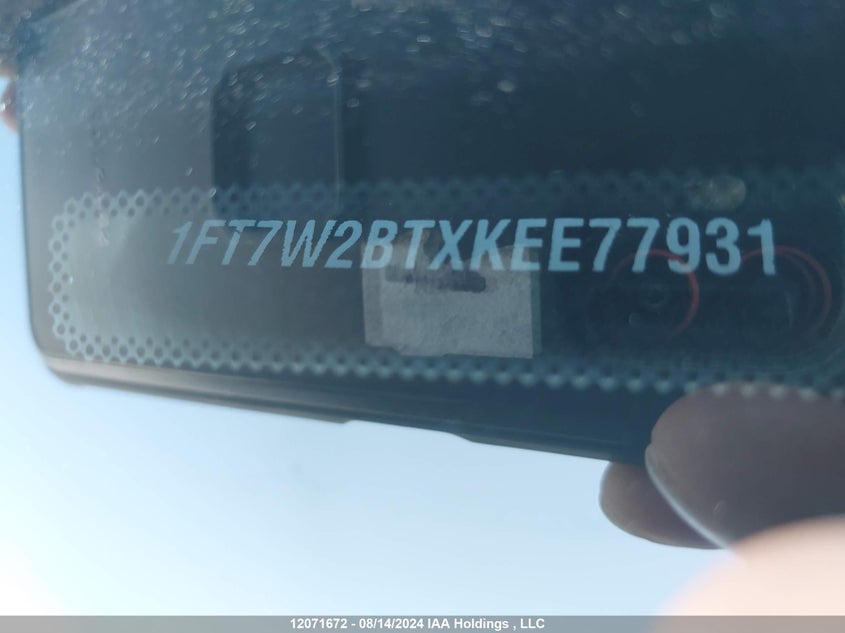 2019 Ford F-250 Lariat VIN: 1FT7W2BTXKEE77931 Lot: 12071672