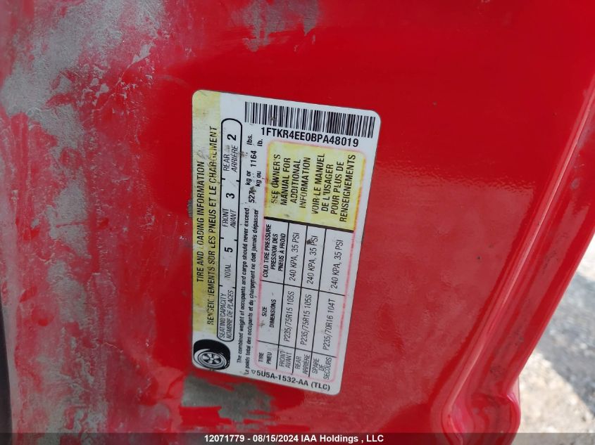 2011 Ford Ranger Super Cab VIN: 1FTKR4EE0BPA48019 Lot: 12071779