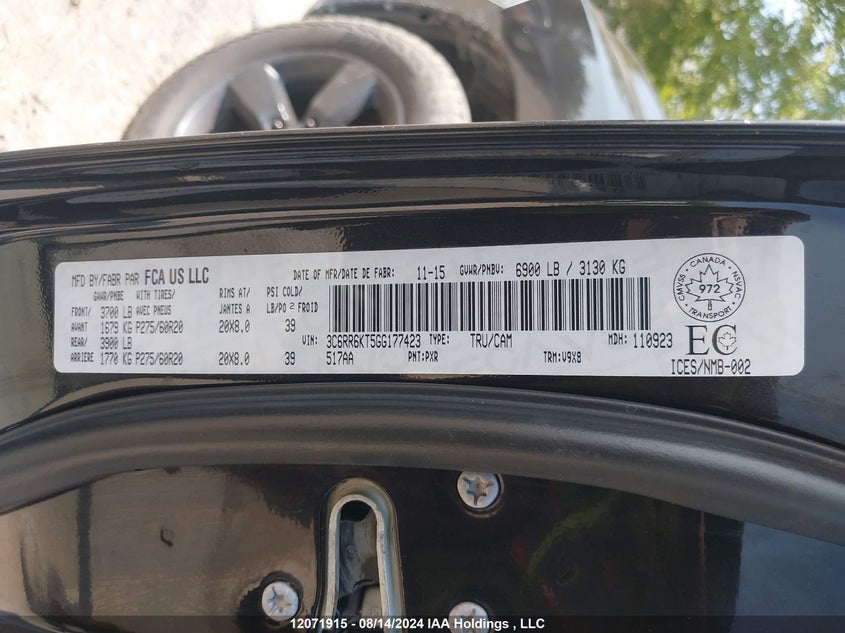 2016 Ram 1500 St VIN: 3C6RR6KT5GG177423 Lot: 12071915