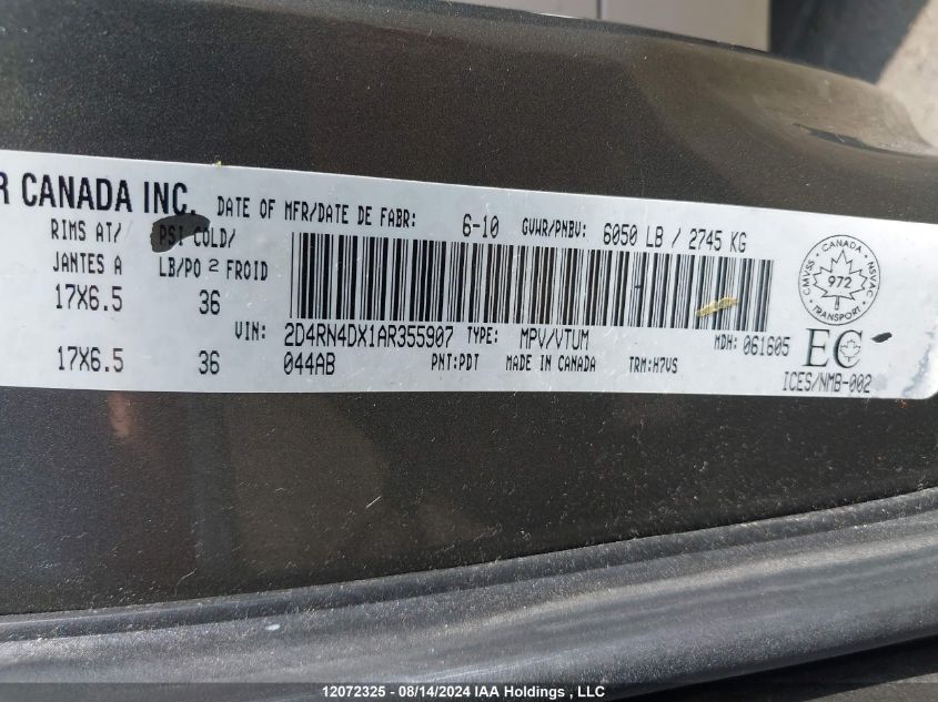 2D4RN4DX1AR355907 2010 Dodge Grand Caravan Se