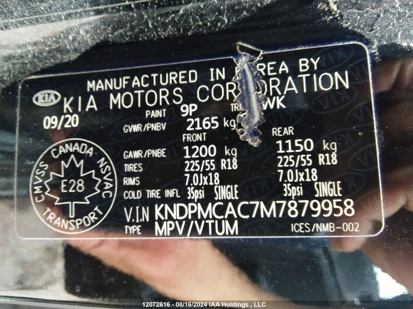 2021 Kia Sportage VIN: KNDPMCAC7M7879958 Lot: 12072616