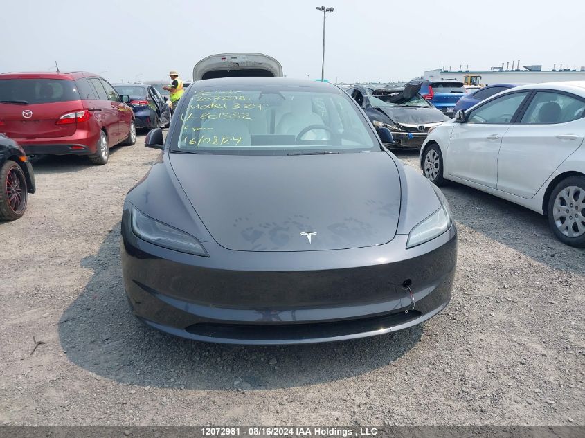 2024 Tesla Model 3 VIN: LRW3E7FA1RC201552 Lot: 12072981