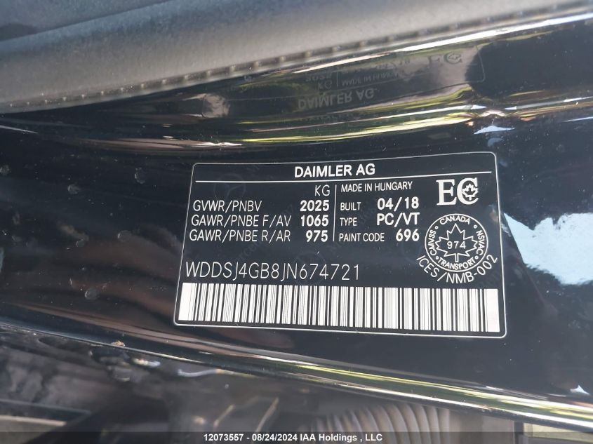 WDDSJ4GB8JN674721 2018 Mercedes-Benz Cla