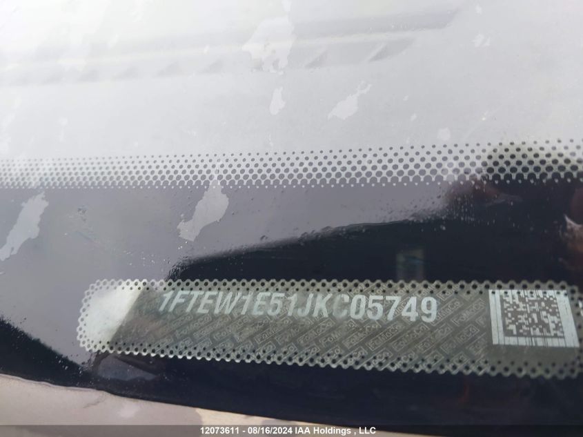 2018 Ford F150 Supercrew VIN: 1FTEW1E51JKC05749 Lot: 12073611