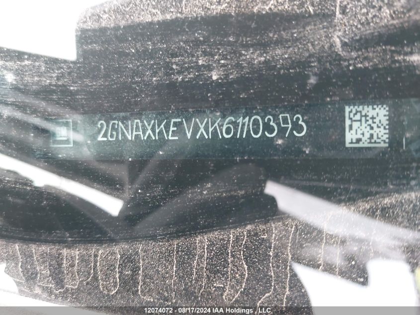 2019 Chevrolet Equinox VIN: 2GNAXKEVXK6110393 Lot: 12074072