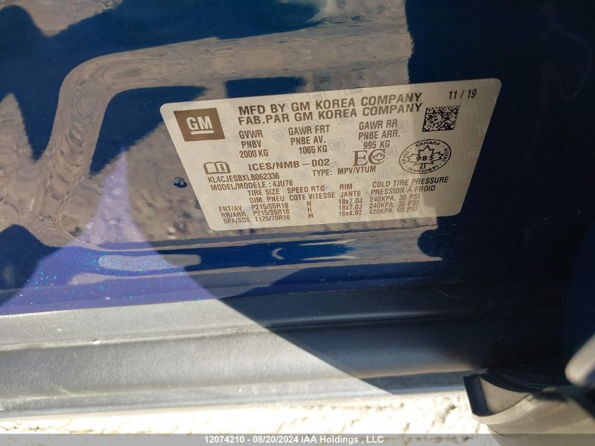 2020 Buick Encore VIN: KL4CJESBXLB062336 Lot: 12074210