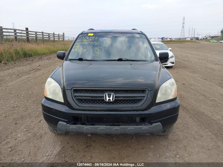 2005 Honda Pilot Ex VIN: 2HKYF18425H002972 Lot: 12074443