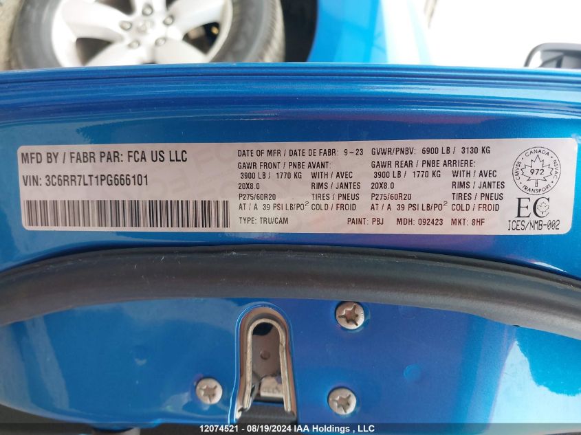 2023 Ram 1500 Classic Slt VIN: 3C6RR7LT1PG666101 Lot: 12074521