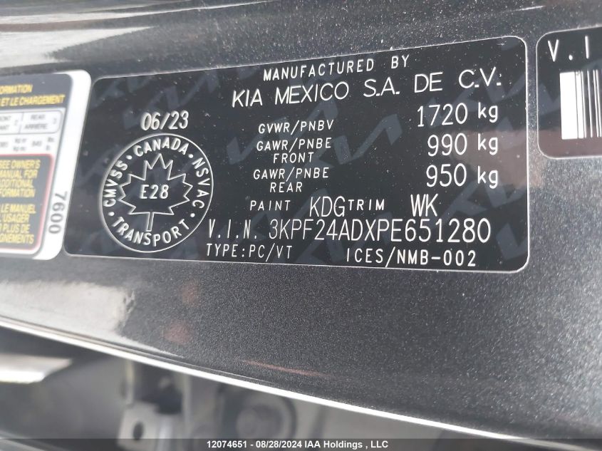 3KPF24ADXPE651280 2023 Kia Forte Lx/Lxs