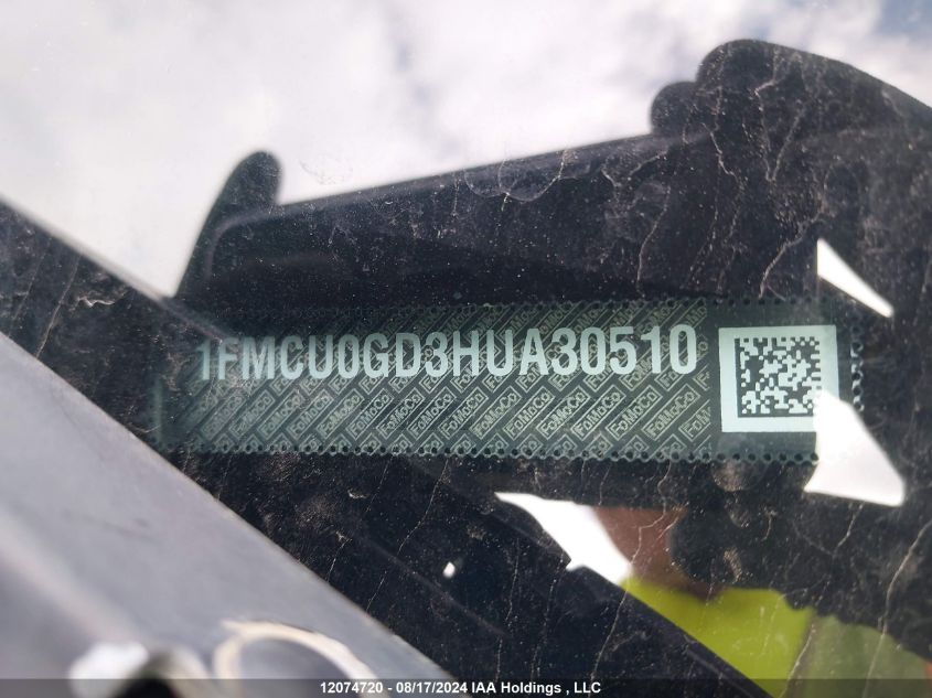 2017 Ford Escape VIN: 1FMCU0GD3HUA30510 Lot: 12074720