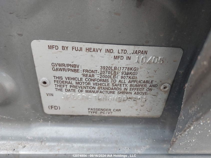 2006 Subaru Impreza 2.5I VIN: JF1GD67606H508291 Lot: 12074854