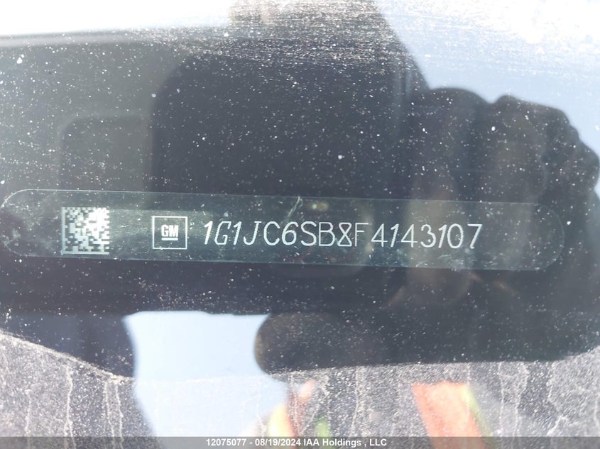 2015 Chevrolet Sonic VIN: 1G1JC6SB8F4143107 Lot: 12075077