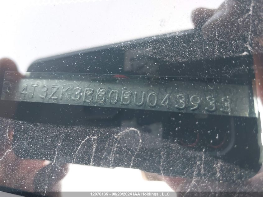 2011 Toyota Venza VIN: 4T3ZK3BB0BU043933 Lot: 12076135