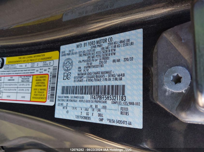 2017 Ford Mustang Gt Premium VIN: 1FATP8FF5H5321183 Lot: 12076282