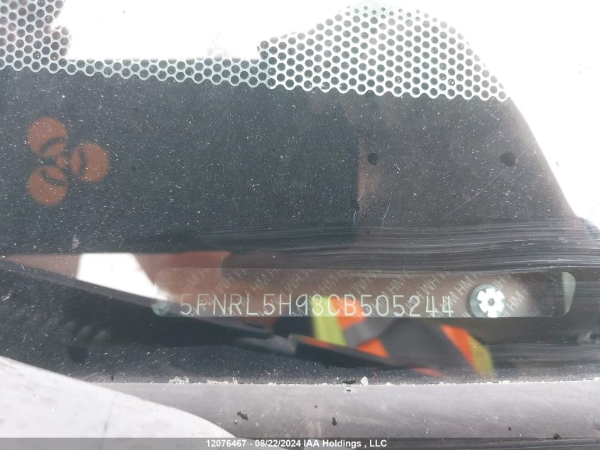 2012 Honda Odyssey Touring/Touring Elite VIN: 5FNRL5H93CB505244 Lot: 12076467