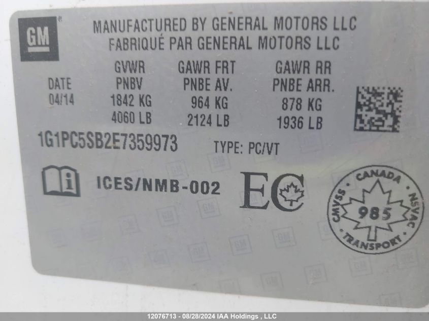 1G1PC5SB2E7359973 2014 Chevrolet Cruze