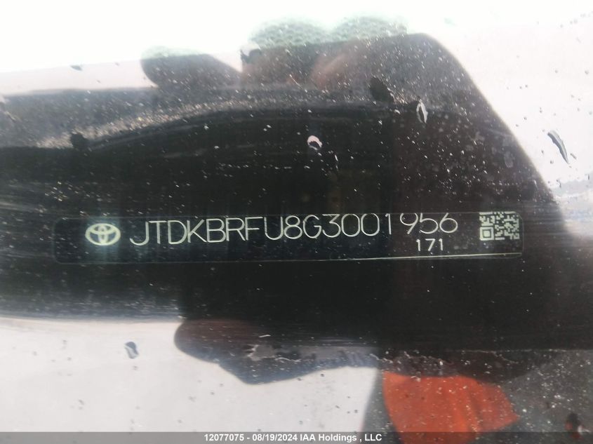 2016 Toyota Prius Technology/Touring VIN: JTDKBRFU8G3001956 Lot: 12077075