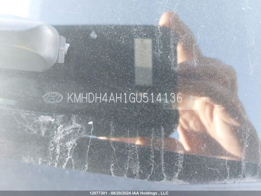 2016 Hyundai Elantra Se/Sport/Limited VIN: KMHDH4AH1GU514136 Lot: 12077301